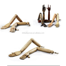 DLW584 Wine red/natural color long wooden hands with arms for female mannequin adjustable kneeling down manniquins